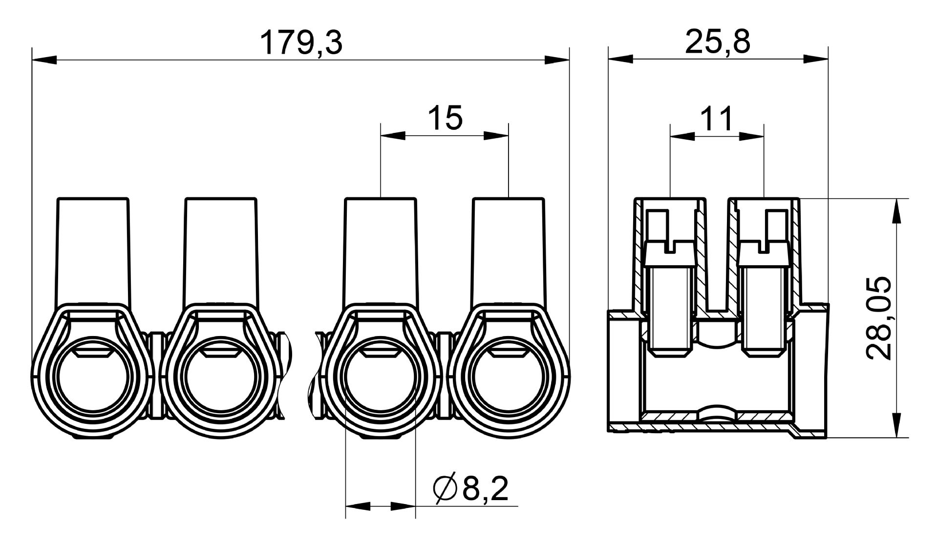 Clema ficha de empalme para cables eléctricos regleta Tekox 100