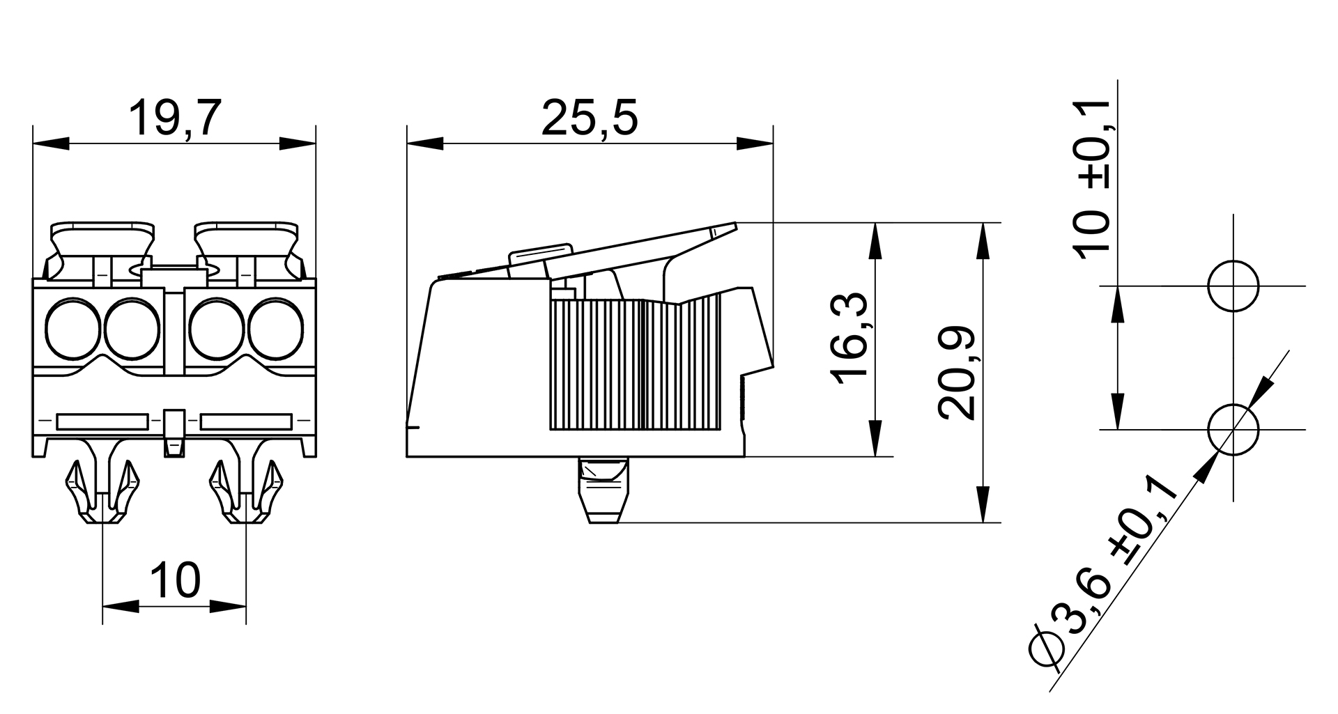 Venta/distribuidor/mayorista Conectores sin tornillos para el cableado interior de equipos de iluminacin y elctricos. Conexin rpida para equipos 3102 a