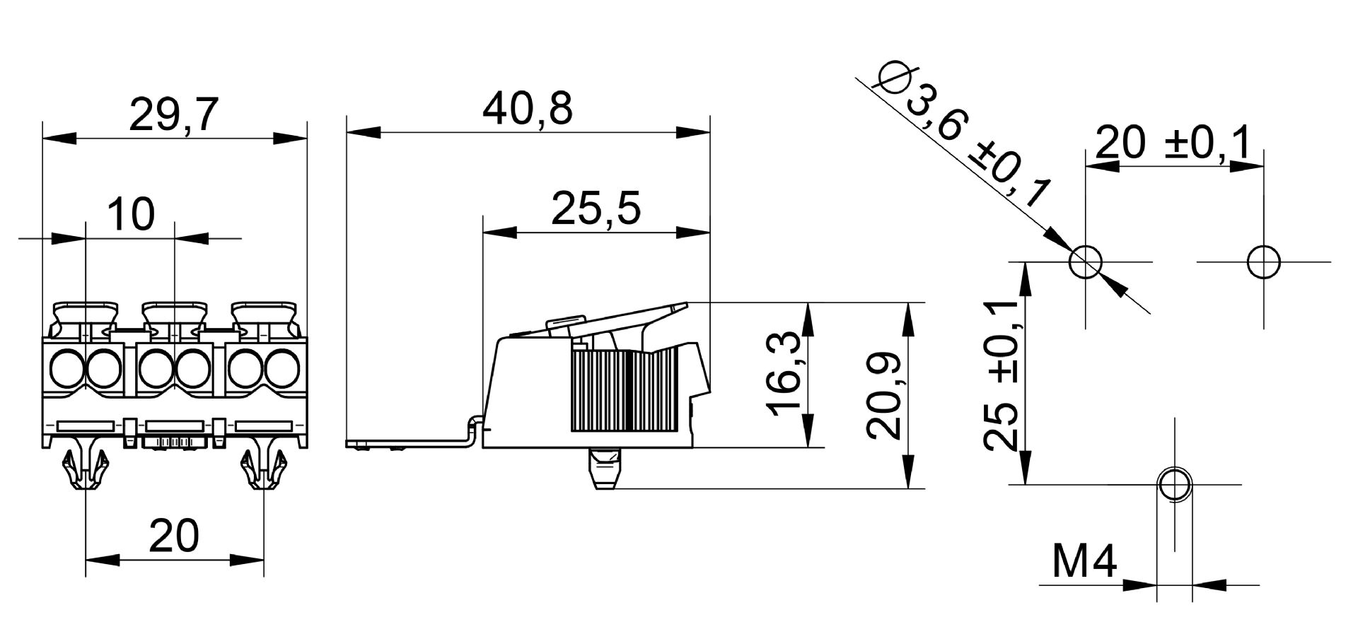 Venta/distribuidor/mayorista Conectores sin tornillos para el cableado interior de equipos de iluminacin y elctricos. Conexin rpida para equipos 3103 A TT