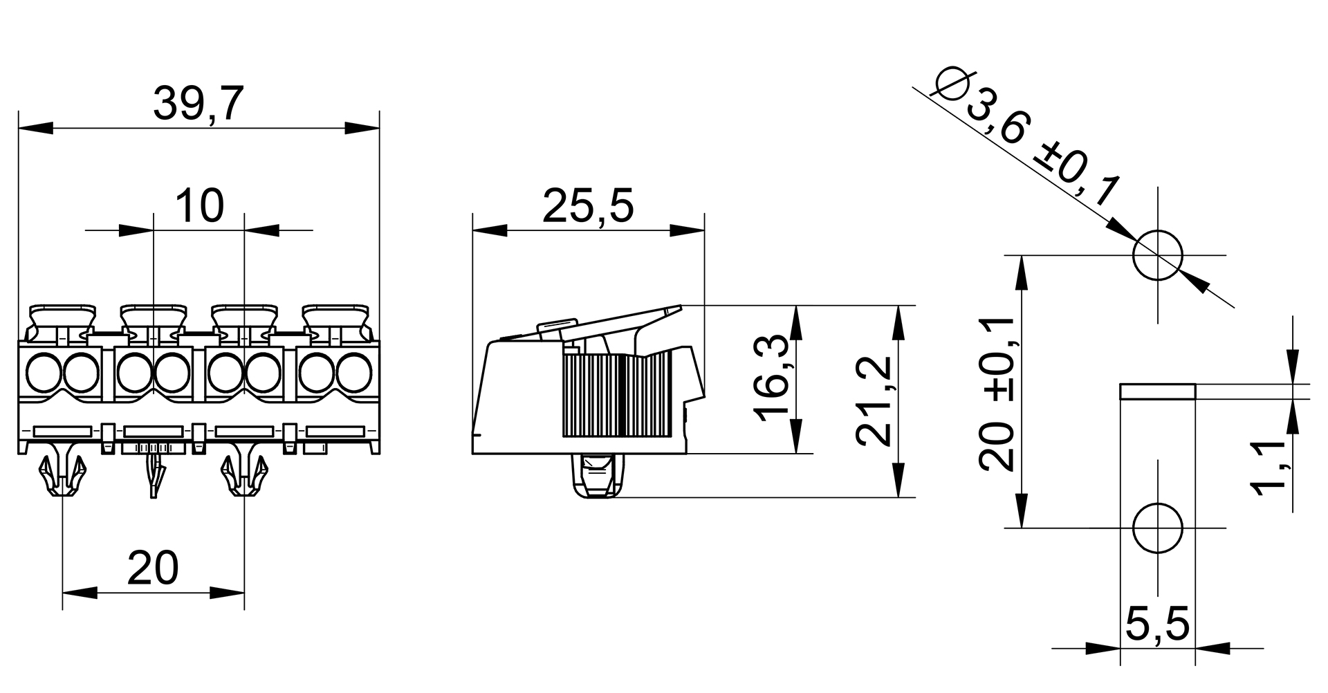 Venta/distribuidor/mayorista Conectores sin tornillos para el cableado interior de equipos de iluminacin y elctricos. Conexin rpida para equipos 3104 A TI