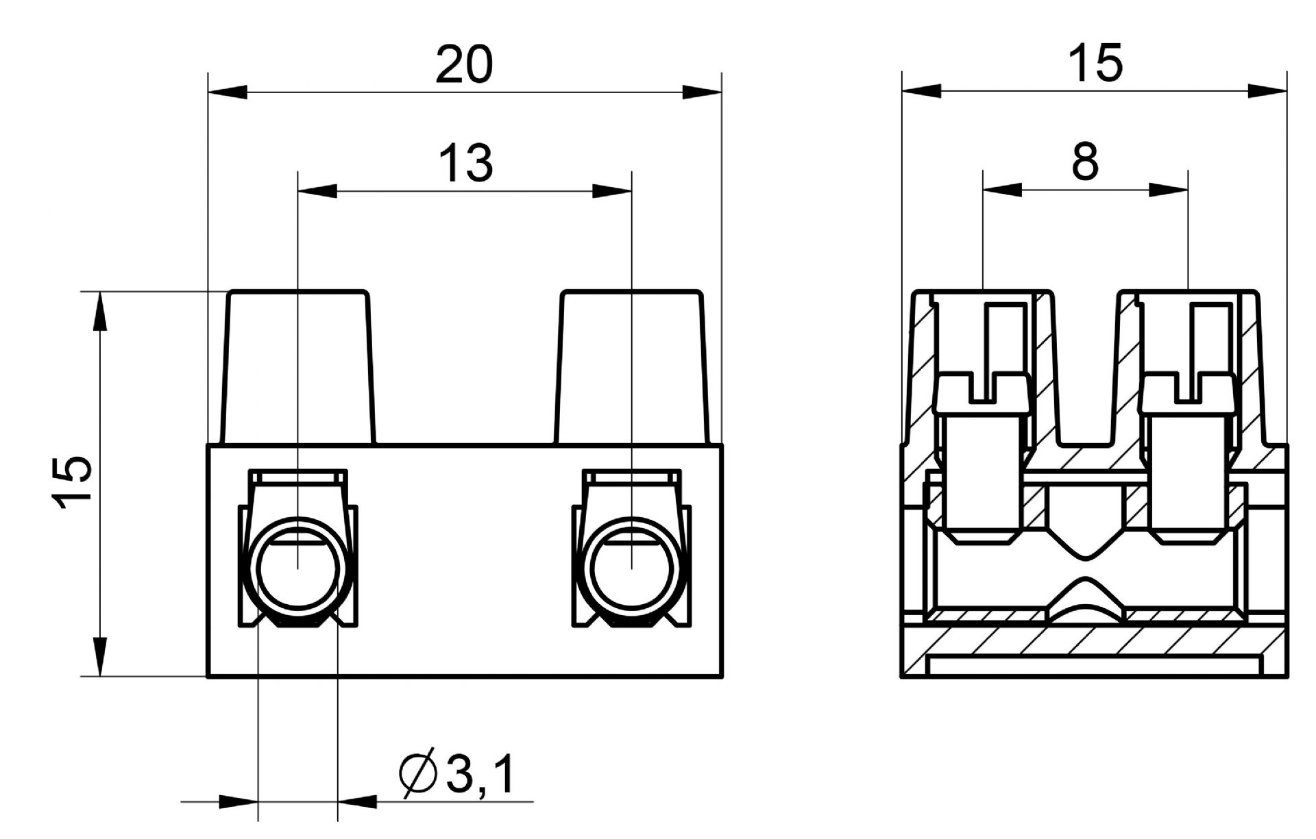 Venta/distribuidor/mayorista Conectores para sistemas portalmparas o portatubos. Montaje de iluminacin interior.Bloque F6