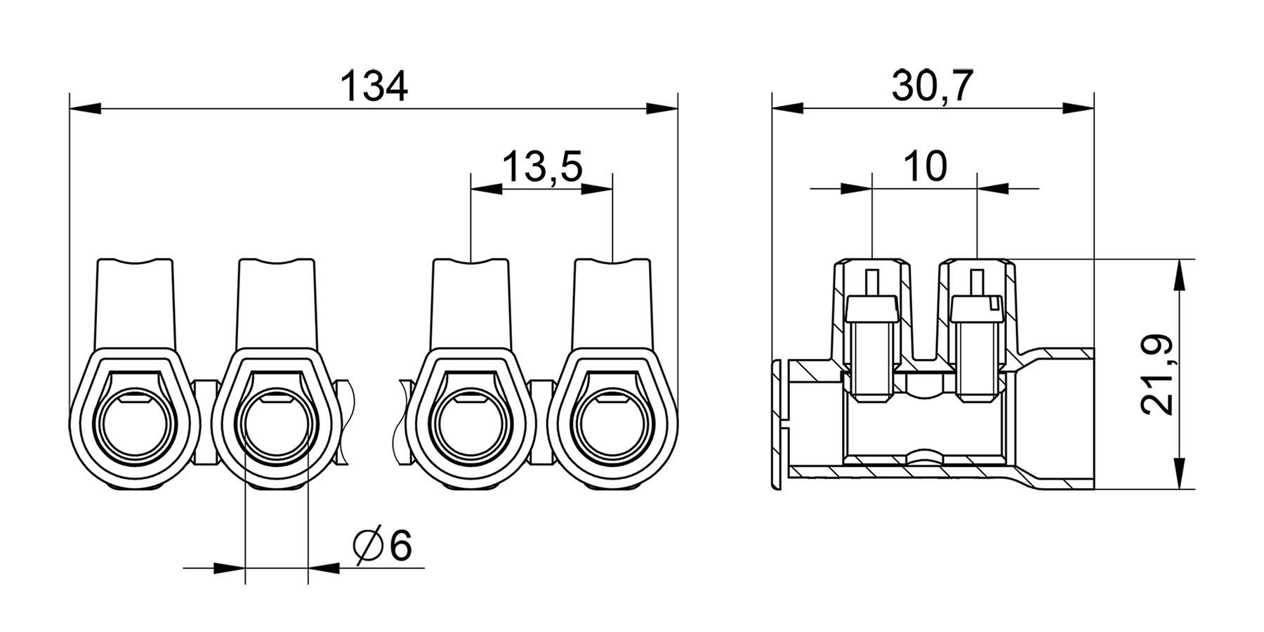 Clema ficha de empalme para cables eléctricos regleta Tekox 100