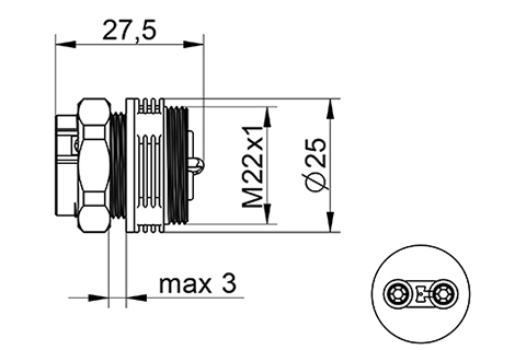 venta/distribuidor/mayorista  Conector hembra para montaje en Panel IP68 2 Polos para instalacin estanca