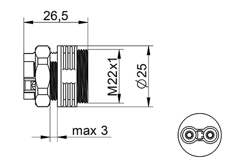 venta/distribuidor/mayorista  Conector macho para montaje en Panel IP68 2 Polos para instalacin estanca