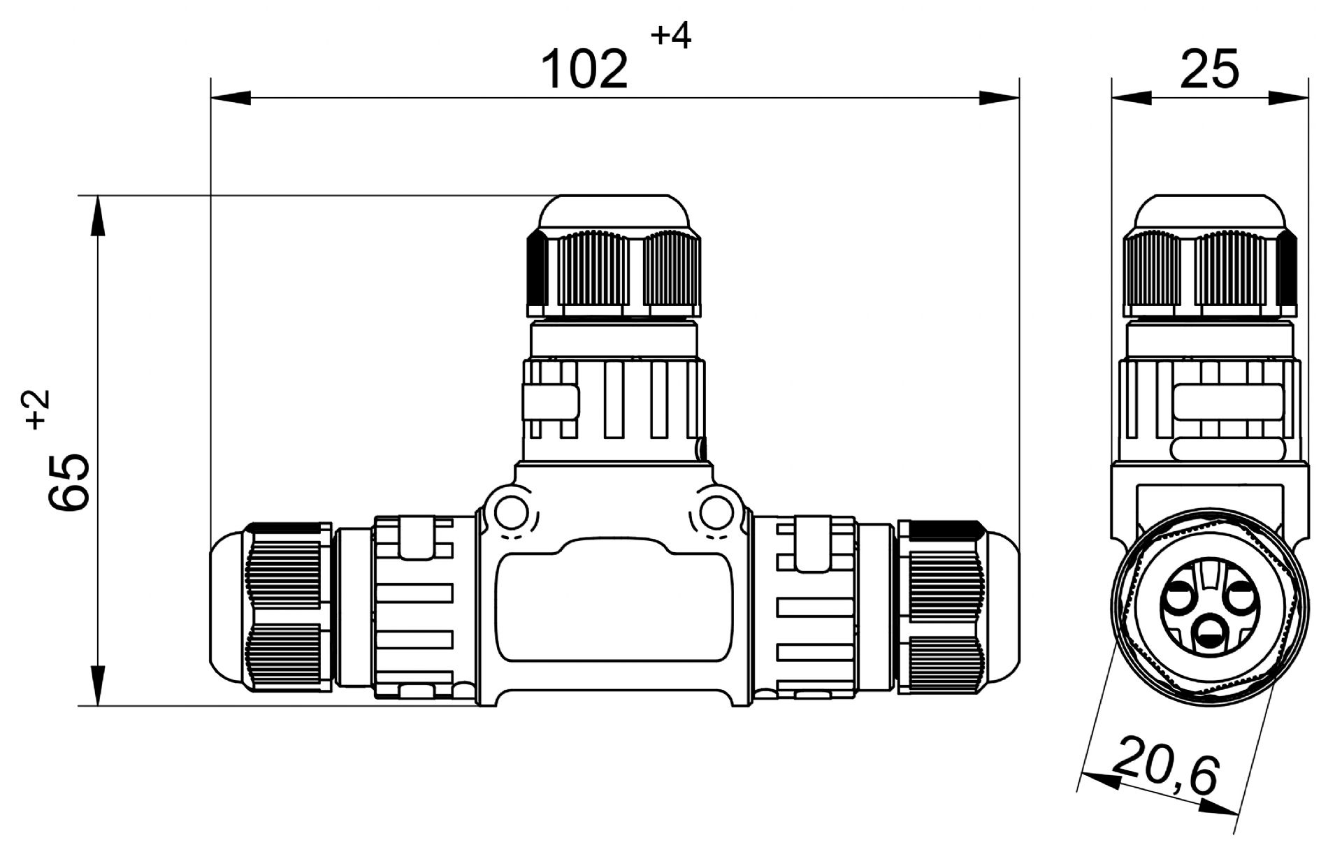 venta/distribuidor/mayorista  Derivador de 1 entrada y 2 salidas. IP68 2 Polos + Tierra para instalacin estanca