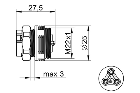 venta/distribuidor/mayorista  Conector hembra para montaje en Panel IP68 2 Polos + Tierra para instalacin estanca