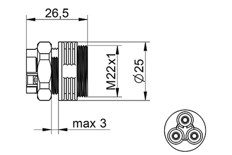 venta/distribuidor/mayorista  Conector macho para montaje en Panel IP68 2 Polos + Tierra para instalacin estanca