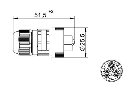 venta/distribuidor/mayorista Conector Areo hembra para montaje sobre conector en panel macho IP68 2 Polos + Tierra