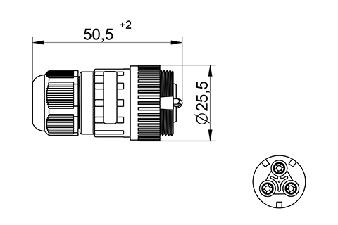 venta/distribuidor/mayorista  Conector Areo hembra IP68 2 Polos + Tierra