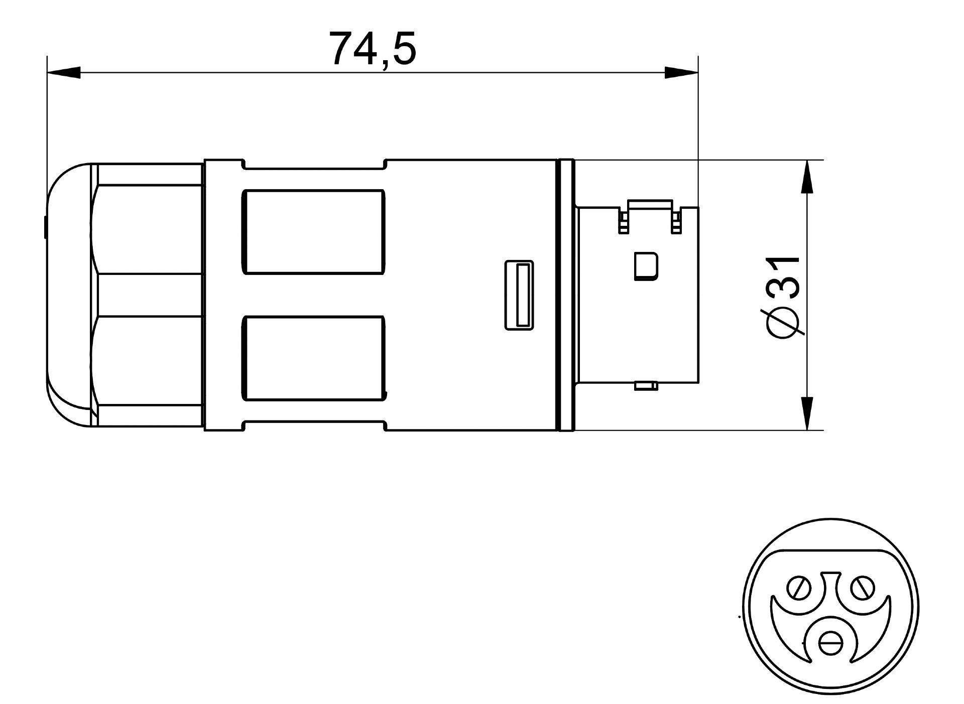 venta/distribuidor/mayorista Conector areo macho IP68 2 Polos + Tierra para conectores estanco