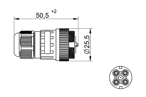 venta/distribuidor/mayorista  Conector Areo hembra IP68 4 Polos para instalacin estanca