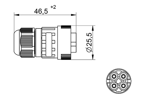 venta/distribuidor/mayorista  Conector Areo macho IP68 4 Polos