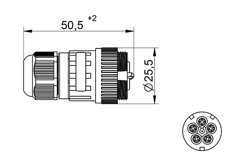 venta/distribuidor/mayorista  Conector Areo hembra IP68 4 Polos + Tierra para instalacin estanca