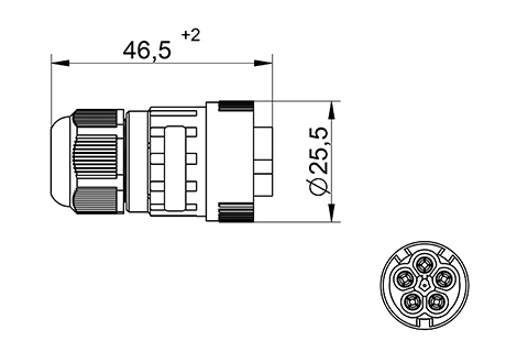 venta/distribuidor/mayorista  Conector Areo macho IP68 4 Polos + Tierra para instalacin estanca