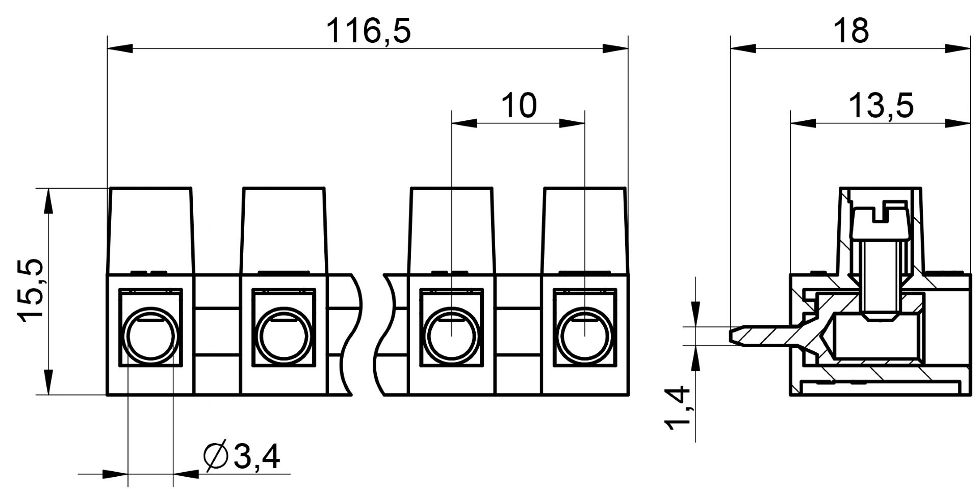 Venta/distribuidor/mayorista de conectores de tornillo para uso en placas de circuito impreso. TK5000 H4,5 V0